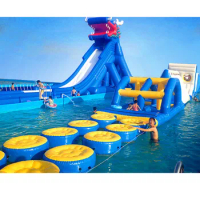 Amusement park games outdoor Jumping water slide giant inflatable slide for cool summer