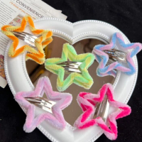 Y2k 90s Aesthetic Color Plush Star Bobby Pin for Women Sweet Cute Pentagram Hair Clip Japanese Harajuku Fashion Hair Accessories