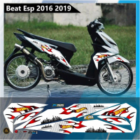 Polet lis Stiker Striping Variasi Beat esp Beat new Stiker List Api Variasi Beat Esp Motif Putih Sti