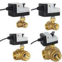 AC220V DC24V normally open valve normally closed Electric ball valve switch solenoid valve two wire electric 3 way ball valve