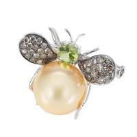 【法蝶珠寶】天然南洋珍珠18K金蜜蜂胸針(珍珠大小約10.5MM)