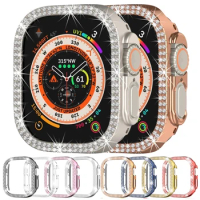 Diamond Case For Apple Watch Ultra 2 49mm Bling PC Women Crystal Frame For iWatch Series 9 8 7 6 5 45mm 44mm 42mm 38mm 40mm 41mm