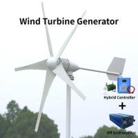6000w Horizontal Axis Wind Turbine Generator Complete Set 48v 24v Windmill 220v AC Output Household Kit With Controller Inverter