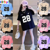 Miễn phí tùy chỉnh – Áo jersey oversize số 28 dành cho trẻ em từ 3 đến 14 tuổi / Quần áo trẻ em dáng