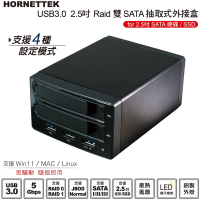 HORNETTEK USB3.0 2.5 Raid 雙SATA 抽取式外接盒 (HT-RAB255HJU3)