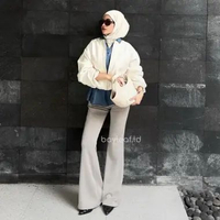 Bayleaf.id Lizza Basic Scuba Pants / Celana Highwaist Cutbray Wanita XS BEIGE