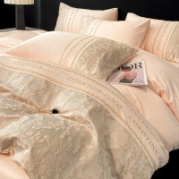 Light luxury and high-end feeling duvet cover, washed silk four piece set, summer bedding, ice silk