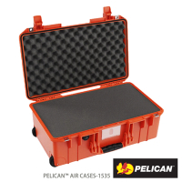 美國 PELICAN 1535 Air 氣密箱含泡棉輪座-橘色