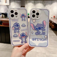 Disney Stitch Cover for iPhone 14 13 12 11 Pro Max Case INS Back Cover with Air Cushion Phone Holder for Apple iPhone 13promax