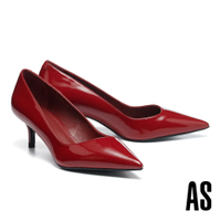 高跟鞋 AS 極簡質感純色軟漆牛皮尖頭高跟鞋－紅