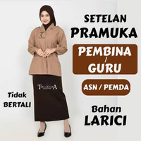 SETELAN PRAMUKA PEMBINA/GURU WANITA Baju Pramuka Guru Perempuan Tanpa Tali Setelan Lengkap Baju Pemb