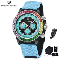 PAGANI DESIGN Men's Rainbow Circle Automatic Mechanical Watch Luxury Sapphire Real Leather Diving Calendar Religios Masculino