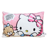 小禮堂 Hello Kitty 絨布長方抱枕 25x40cm (粉小熊款)
