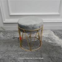 Stool Puff Sofa Besi Gold Stool Bulat Minimalis Aesthetic Stoll Puff sofa stol bulat kursi besi Mini