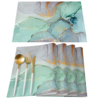 Marble Turquoise Placemat for Dining Table Tableware Mats 4/6pcs Kitchen Dish Mat Pad Counter Top Mat Home Decoration