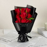 廠家直銷玫瑰花束禮盒搭配 香皂花9朵/束 女神節創意擺攤熱銷禮物
