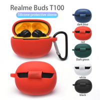 Suitable For Realme Buds T100 Wireless Bluetooth Headset Protective Case Silicone Soft Shell Charging Storage Bag With Hook