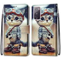 2023 Fashion Funny Painted Flip Cover For Samsung Galaxy S20 FE 2022 S20FE S 20 Plus S20Plus 5G Card Slot Wallet Leather Phone C