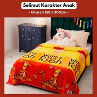 Selimut Karakter Anak 150x200 Flanel Halus Lembut + Free Tas Packing WINNIE THE POOH