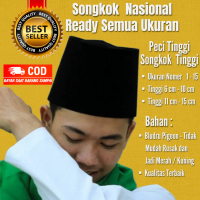 SONGKOK KOPIAH HITAM Songkok Tinggi 11 cm, 12 cm, 13 cm, 14 cm, 15 cm, Songkok Tinggi, Songkok AC, P