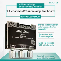 ZK-LT23 50W*2+100W True Wireless 2.1 Channel Subwoofer BT 5.1 Audio Amplifier Power AMP Wuzhi Audio APP