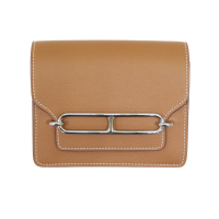 【二手名牌BRAND OFF】HERMES 愛馬仕 金棕色 Evercolor皮革 Roulis Slim 皮夾 U刻