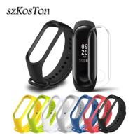 Silicone Band for Xiaomi Mi Band 3 Strap&amp;Screen Protector for Mi Band 3 Bracelet Wristbands Band Wrist Strap for Xiaomi 3 Strap