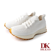 【DK 高博士】素面飛織襪套氣墊女鞋 63-2030-50 白色