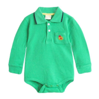 【baby童衣】任選 刺繡小動物Polo領包屁衣 35241(綠色)