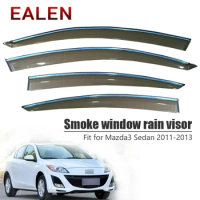 EALEN For Mazda 3 Sedan 2011 2012 2013 Car-styling ABS Vent Sun Deflectors Guard Accessories 4Pcs/1Set Smoke Window Rain Visor