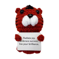 Positive Crochet Mini Emotional Support Plush Panda Bunny Tiger Bear 10cm Cartoon Panda Bunny Tiger Bear Decor Cheer Up Knitted