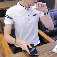 男士短袖t恤夏季新款立領衣服韓版潮流POLO衫夏裝純色體恤男裝