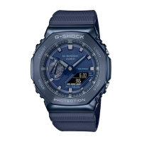 CASIO卡西歐 G-SHOCK 八角金屬錶殼 雙顯手錶-藍_GM-2100N-2A_44.4mm
