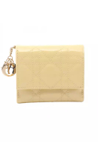 Christian Dior Pre-Loved Christian Dior LADY DIOR LOTUS lotus wallet Canage trifold wallet Patent le