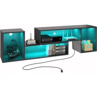 LISM TV Stand, Deformable TV Stand with LED Lights &amp; Power Outlets, Modern TV Stand for 45/50/55/60/65/75 Inch TVS