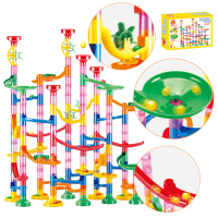 DIY Construction Marble Run Race Track Building Blocks Kids 3D Maze Ball Roll Toys Children Christma