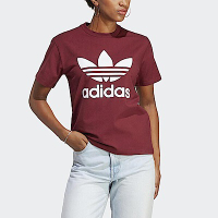Adidas Trefoil Tee IB7422 女 短袖上衣 T恤 運動 休閒 棉質 柔軟 舒適 亞洲版 酒紅