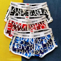 3pcs Sexy Men's Trendy Panties Men Printed Sexy Cotton Underwear Man's Boxers Men Underpants Shorts Breathable