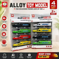 Alloy Toy Model Kereta Cepat Mini 4 PCS Pull Back Mainan Kereta Diecast Anak Set Kereta Mini Koleksi