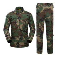 Tactical Uniform Combat BDU Suit Woodland Camouflage Training Clothes Men Battlefield Airsoft Sniper Paintball Hunting Clothing