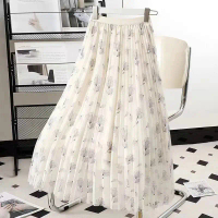Skirt Wanita, Fesyen Korea, Gaya Harajuku, Skirt Panjang, Sesuai untuk Musim Panas dan Musim Luruh,
