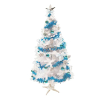 【摩達客】耶誕-7尺/7呎210cm-特仕幸福型裝飾白色聖誕樹-冰雪銀藍系全套飾品配件(不含燈/本島免運費)