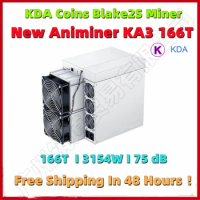 Free Ship KDA Coins Blake2S Miner New Animiner KA3 166T 3154W With PSU Better Than Antminer S19 110T E9 PRO 3480M High Profits