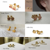 Anting Tusuk Stopper Boba Titanium 316L Anak - Dewasa Anti Karat - Vellentiny Earrings