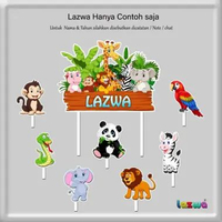 Topper cake animals binatang custom nama hiasan kue & buket