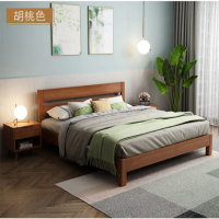 【藍色的熊】日式高床頭實木床架 150X190 一般板(胡桃 可訂製尺寸 無床頭床底 榻榻米矮床 雙人床 單人床)