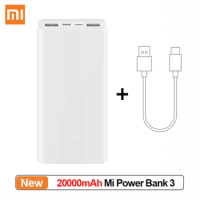 Xiaomi Power Bank 3 20000mAh USB-C Two-way Fast Charging Max 18W Portable Travel Mi Powerbank for Mobile Phone Laptop