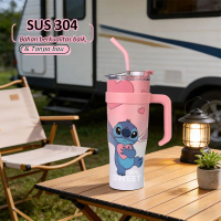 Disney Stitch Heart Outdoor Commuter Water Bottle, 40oz large capacity, leak-proof, stainless steel 