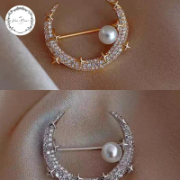WANMOMO - RING HIJAB BULAN SABIT MUTIARA / BROS / PIN / FASHION MUSLIM