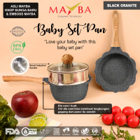 PANCI SET BAYI MPASI 1 SET BLACK GRANIT ASLI MAYBA Flower Balita pan